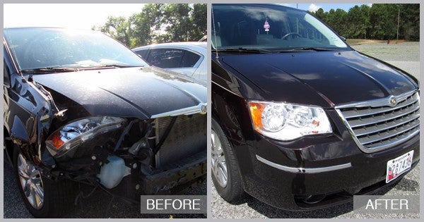 Chrysler Town & Country Before and After at Preston Auto Body of Wilmington in Wilmington DE