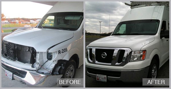 2014 Nissan NV Before and After at Preston Auto Body of Wilmington in Wilmington DE